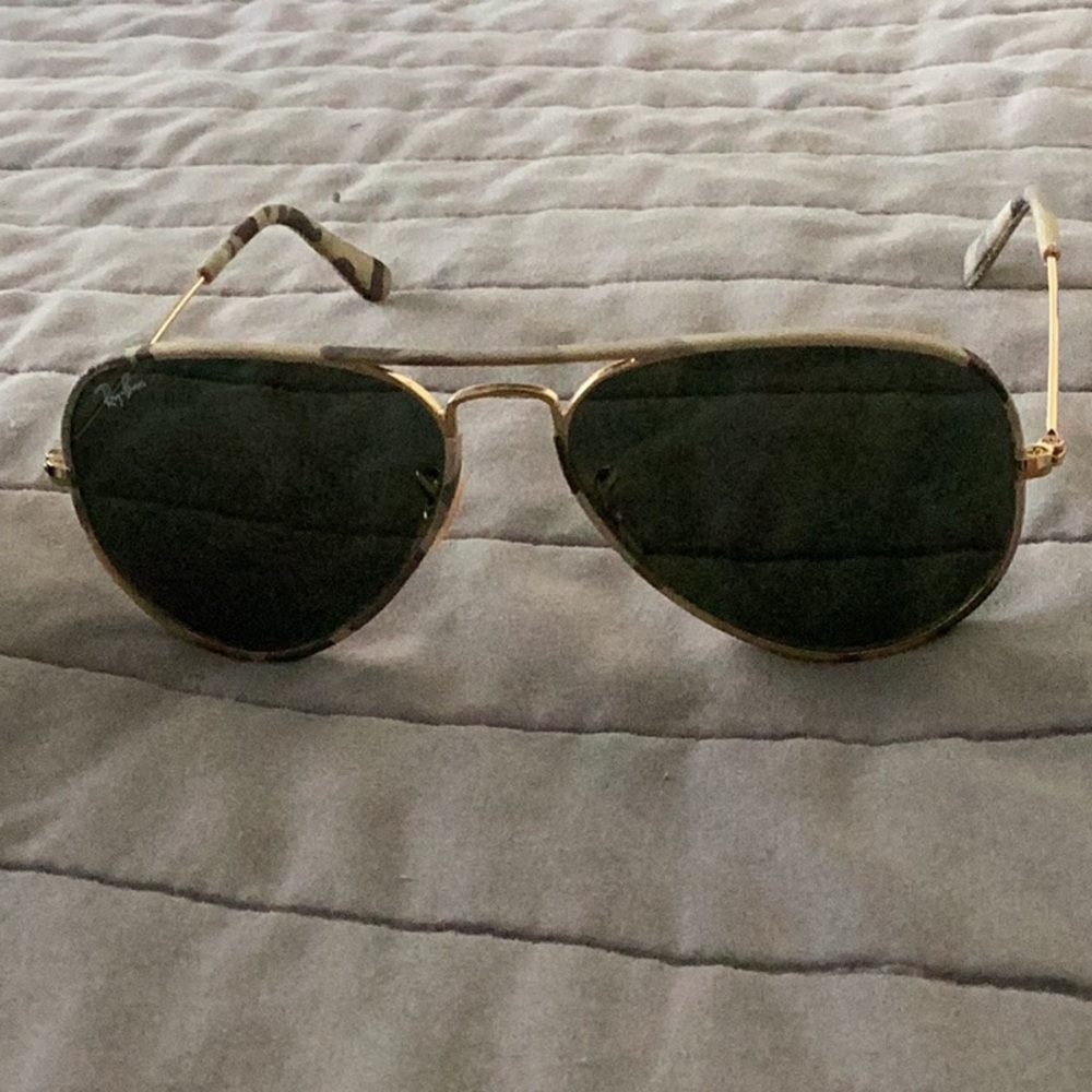 Ray-Ban Gold Frame Sunglasses with Dark Lenses